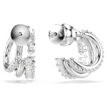 Hyperbola hoop earrings Round cut, Mini, White, Rhodium plated